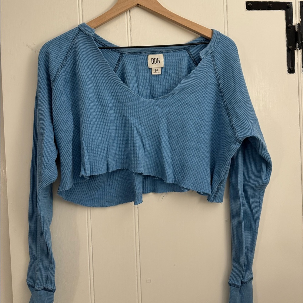 BDG Urban Outfitters Womens blue cropped long sleeve top